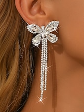 お買い得  結婚 ACC-女性用ラインストーンバタフライタッセルイヤリング - キラキラ輝くステートメントジュエリー、エレガントで華やかなスタイル、パーティーナイトやお祝いに最適 &amp;特別な機会