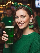  Grüne Kristallohrringe für Damen zum St. Patrick's Day – Kleeblatt &Koboldhut-Design, perfekt für irische Festivals &Feierlichkeiten zum St. Patrick's Day