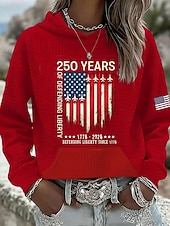  Ημέρα Ανεξαρτησίας Πατριωτικό Γυναικείο Πουλόβερ Χούδι Φούτερ Γραφικό Γράμμα Θερμό Καθημερινό Εκτύπωση Μακρύ Μανίκι Με Κουκούλα Κανονικά Τόπς Καθημερινά Εκτύπωση Μαύρο Λευκό Κόκκινο Γκρι Φθινόπωρο