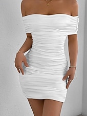 economico Vestito Semplice-Per donna Mini Abito Vestito da Festa Abito da Cocktail Tubino Moda Moderno Feste Cocktail party Vestibilità regolare Semplice Senza Maniche Senza Spalle Nero Bianco Giallo Rosso Estate