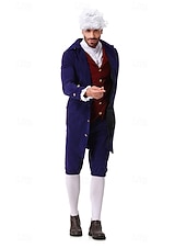 abordables Tenues-250e anniversaire des États-Unis Rococo Baroque Tenues Manches longues George Washington Epoque Coloniale Guerre d'indépendance américaine Déguisement Homme Carnaval Jour de l'indépendance 4 juillet