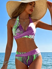 economico Bikini-Costume da bagno da donna Bikini 2 pezzi Cheeky Moda Vacanza Ombre Grafica V collo Senza maniche