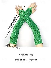 Недорогие День Святого Патрика-Женские полиэстеровые перчатки с пайетками на пальцах и рукавах, комплект из 2 пар, различные цвета, идеально подходят для Дня Святого Патрика и вечеринок, блестящие и стильные.