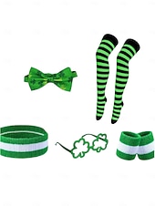 ieftine Accesorii-borsetă bărbătească cu trifoi verde de Ziua Sfântului Patrick, bretele &amp;set de accesorii – echipament de festival cu bandă pentru cap, benzi pentru brațe și ochelari