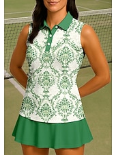  San Patrizio Per donna Floreale Maglietta sportiva Polo da golf Canotta Maglia da tennis Senza Maniche Floreale Bottoni UPF50+ Resistente ai Raggi UV Alta elasticità Traspirante Pallavolo Tennis Golf