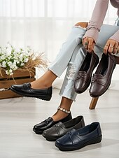 halpa Naisten mokkasiinit ja loaferit-Naisten siniset pehmeät penny loafers solmukehyksellä – Mukavat liukuvalot ajokengät toimistotyöhön rento kävely ja päivittäiseen käyttöön