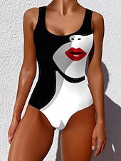 abordables Bañadores de una pieza-Bañador de una pieza para mujer monokini moldeador briefs control de abdomen cintura alta espalda descubierta vacaciones vintage gráfico degradado cuello en U sin mangas