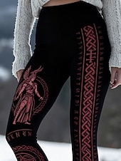 preiswerte -Damen Leggings Urlaub Vintage Lässig Volle Länge Hohe Taille Blumen Grafik Komfort Weich Bequem Hohe Elastizität Täglich Outdoor Urlaub Schwarz Frühling Herbst Schmale Passform