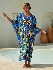 preiswerte Lässiges Kleid mit Aufdruck-jungle wild party flowy chiffon leopard kaftan