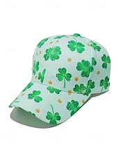 お買い得  アクセサリー-ユニセックスの聖パトリックの日のシャムロックプリントの野球帽、ポリエステルプリント生地、複数のクローバー柄、男性と女性のためのカジュアルな祭りスタイルの帽子、パレード、パーティー、屋外のお祝い用ウェア