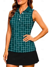 preiswerte Damenbluse-Damen Geometrisch Farbblock Kariert Karo Workout-Tanktop Shirt Sporthemd Golf-Poloshirt Ärmellos Sportlich UPF50+ UV-beständig Trainer Tanzen UV Schutz Pilates Cheerleader-Kostüme Volleyball