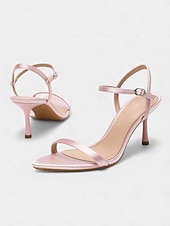 economico Damigella d&amp;#39;onore-sandali da donna con tacco a gattino in raso azzurro chiaro - eleganti scarpe da damigella d'onore in stile city-chic per matrimoni urbani moderni