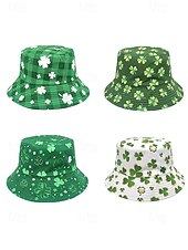 abordables Accesorios-Sombrero de pescador de poliéster para mujer, con trébol y duende del Día de San Patricio, varios patrones, perfecto para el Día de San Patricio y para uso diario.