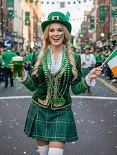  Набор женских украшений ко Дню Святого Патрика, состоящий из нескольких частей, многослойные бусы из зеленого клевера, пластиковый набор украшений разных стилей, праздничные ирландские аксессуары для вечеринок для женщин.