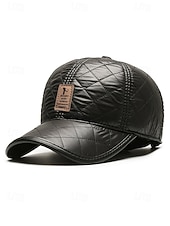 levne Pánské klobouky-Pánská baseballová čepice z umělé kůže se skládacími klapkami na uši, dostupná v několika barvách, ideální do chladného počasí a na běžné nošení