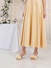 cheap Bridesmaid-Women's Floral Clear Heel Slide Sandals, Transparent Low Heel Mules for Bridesmaids, Elegant Garden Wedding &amp; Outdoor Ceremony Shoes