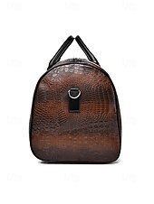 economico Borsoni da viaggio-Borsa da weekend da uomo in similpelle con motivo coccodrillo, tracolla regolabile, grande capacità, impermeabile, perfetta per gite del fine settimana e brevi viaggi di lavoro