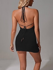 halpa Rantamekot-Naisten peitetty uimapuku mekko leikkaus virkattu lomarantalaitteet yksivärinen halterneck hihaton pitkähihainen uimapuku