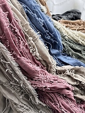 halpa Naisten huivit-Naisten puuvilla-pellavahuivi hapsutetuilla tupsuilla – boheemi tyyli, useita värejä, kevyt ja mukava arkeen ja vapaa-aikaan