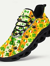  Pánské tenisky na Den svatého Patrika – zelený a květinový design s detaily trojlístku, ideální pro slavnostní oslavy