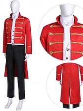 baratos Conjuntos-Fancy Costume Circus Jacket Ringmaster Retro Vintage Victorian Military Style Adults' Men's Christmas Halloween Carnival Party Performance Masquerade Dress Up