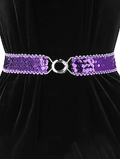 baratos Dia de São Patricio-Cinto feminino de lantejoulas, em poliéster elástico, disponível em várias cores, perfeito para o Dia de São Patrício, carnaval e uso diário.