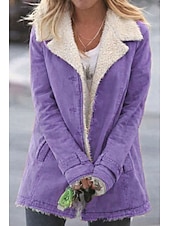 economico Giacche Foderate in Pile-Per donna Cappotto Teddy Giacca Casual Confortevole Traspirante Tasca Bottoni Casual Semplice Vacanza Streetwear Casuale Abbigliamento quotidiano Monopetto Regolare Collo ripiegato Vestibilit