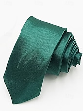 お買い得  アクセサリー-男性用のセントパトリックスデーのグリーンサテンネクタイ。グリーンの複数の色合い、滑らかなポリエステル生地。パレード、パーティー、結婚式、ホリデーのお祝いに最適なクラシックで華やかなスタイルのネクタイ。