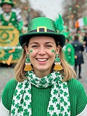  Pendientes colgantes con borlas para el Día de San Patricio para mujer, con diseño de sombrero de duende y trébol, de aleación, divertidos y festivos pendientes irlandeses para mujer.