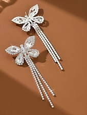 お買い得  結婚 ACC-女性用ラインストーンバタフライタッセルイヤリング - キラキラ輝くステートメントジュエリー、エレガントで華やかなスタイル、パーティーナイトやお祝いに最適 &amp;特別な機会