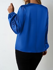 economico Bluse Semplici-Per donna Blusa Tinta unica Elegante Casual Manica Lunga Girocollo Top Regolari Quotidiano Blu Nero Vino Rosso Fucsia Estate Primavera