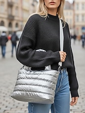 olcso Kézitáskák és bevásárlótáskák-női könnyű, steppelt, puffos, keresztpántos táska - többszínű, vízálló, párnázott kézitáska mindennapi ingázáshoz