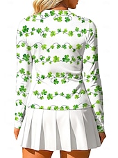 levne Dámská košile-Svatý Patrik Dámské Květiny Trávová zelená Topy Sportovní košile Tenisové tričko Tenisový top Dlouhý rukáv Zip UPF50+ Odolná proti UV záření Vysoká pružnost Odvod vlhkosti Prodyšné Volejbal Tenis Golf