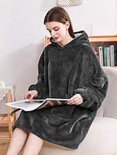 baratos cobertor vestível-Manta vestível com capuz, aconchegante e macia, ideal para adultos. Presente perfeito para mulheres, mães e para ela mesma. Roupa de descanso quentinha e confortável.