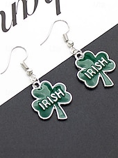 Недорогие Аксессуары-Женские серьги-подвески ко Дню Святого Патрика, дизайн с зеленым клевером и шляпой лепрекона, серьги-подвески из сплава, праздничные ирландские украшения для вечеринки для женщин.