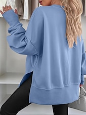 abordables Sweats à capuche-Femmes Sweatshirt Pull Patchwork Uni Occasionnel manche longue Col rond Hauts Réguliers Tenue Quotidienne Fête Sortir Bleu Noir Blanche Vert Grise Printemps Automne Hiver