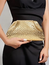 economico Matrimonio ACC-pochette da donna in similpelle con motivo intrecciato in rilievo, vari colori, design elegante per matrimoni ed eventi serali