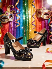 Χαμηλού Κόστους Γυναικεία παπούτσια-Γυναικείες Σατανάδες Χρυσές Γυαλιστερές Mary Jane με Λεπτομέρεια σε Σχέδιο - Λαμπερές Πλατφόρμες Ρετρό Στυλ Γοητείας Ιδανικές για Καρναβάλι και Εορταστικές Γιορτές