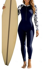 cheap One Pieces Rash Guards-Women's Standard Rash Guard Full Body Swimwear Dive Skin Suit Floral Front Zip UPF50+ UV Protection Quick Dry Long Sleeve Swimwear Surfing Canoeing Diving Summer