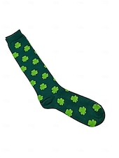  シャムロックデザインのメンズセントパトリックスデーグリーンストライプソックス - お祝いやホリデーシーズンのお祝いにぴったり