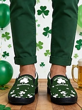  Ανδρικά πράσινα sneakers slip-on για την ημέρα του Αγίου Πατρικίου – άνετα και κομψά με στάμπα τριφυλλιού, ιδανικά για εορταστικές εκδηλώσεις, πάρτι και casual εμφανίσεις