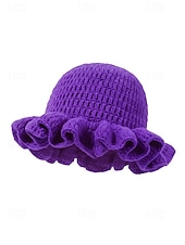 お買い得  アクセサリー-女性用クロシェラッフルバケットマルディグラハット – カーニバル、コスチュームパーティー、ボヘミアンシックスタイル用の多色レインボーニットフェスティバルキャップ