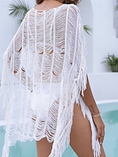 رخيصةأون قفطان-نسائي ملابس السباحة تغطية الجسم فستان السباحة ملابس السباحة مقصوص هامش العطلة ملابس الشاطئ لون الصلبة دون الكتف كم قصير بدلة سباحة