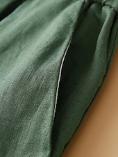 cheap Women's Bottoms-Women's Faux Cotton Linen Shorts Summer Pants Summer Shorts Vacation Basic Casual Knee Length High Waist Plain Pocket Wide Leg Elastic Waistband Comfort Quick Dry Soft Stretchy Beach Holiday Green