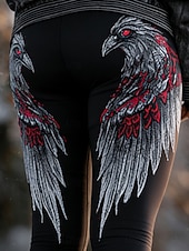 ieftine -Pentru femei Jambiere Colanți confortabili Vacanță Epocă Stilul etnic Lungime totală Talie Înaltă Grafic Imprimare Confort Comfortabil Micro-elastic Casual Zilnic Vacanță Negru Primăvară Toamnă Iarnă
