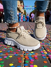 abordables Chaussures de femme-Baskets de course orange pour femmes tissu en mesh respirant chaussures de sport confortables et légères pour le carnaval le festival et les activités de plein air