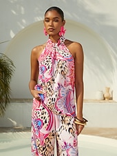 abordables Trajes de blusa para mujer-Top de tirantes rosa con estampado paisley y satén sedoso de Blush&amp;Beast