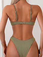 abordables Conjuntos de bikini-Mujer Bañadores Bikini 2 piezas Bermudas Traje de baño Espalda al Aire Vacaciones Ropa de playa Color sólido Escote en U Sin Mangas Trajes de baño