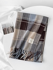 halpa Miesten solmiot ja rusetit-Miesten villajäljitelmäpolyesterihuivi, ruudullinen kuvio, useita värejä, täydellinen lahjaksi