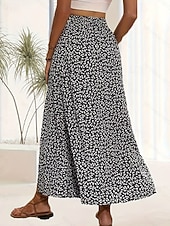 cheap Casual Skirts-Women's Elegant Fashion Casual Maxi High Waist Skirts Floral Print Split Ends Micro-elastic Stretchy Daily Street Black Pink Summer